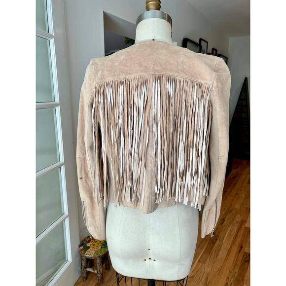 River Island  NWT - Women's Fringe Tan Leather Jacket - Picture 5 of 6